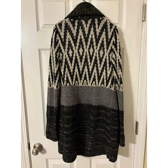 LUCKY Brand Stargazer Aztec Wool Shawl Cardigan Sweater Open Front sz M - Picture 13 of 15